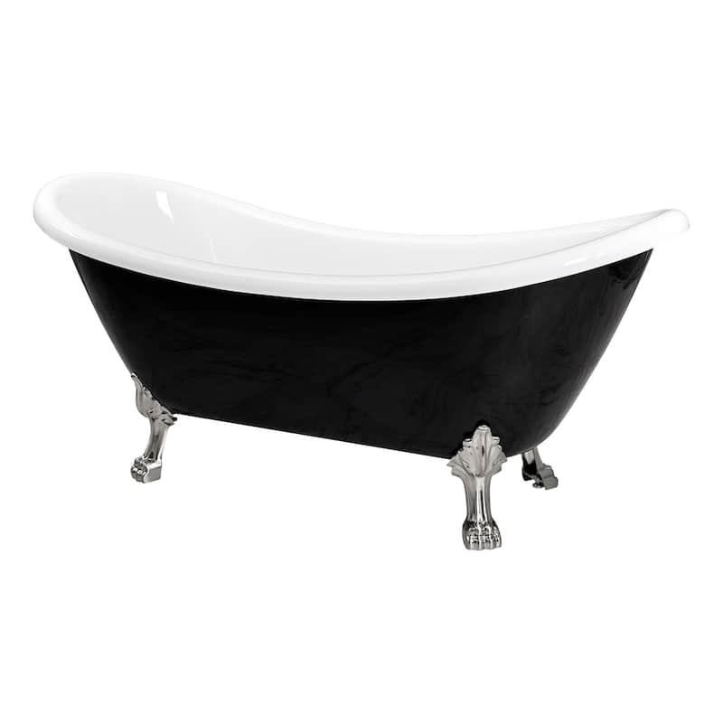 Daphne 59" & 69" Clawfoot Tub White or Black Acrylic Five Feet Colors