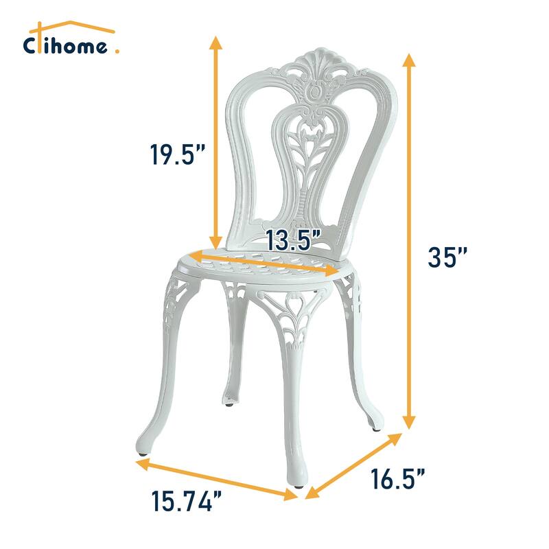 Clihome 3-Piece Cast Aluminum Bistro Table Set with Umbrella Hole