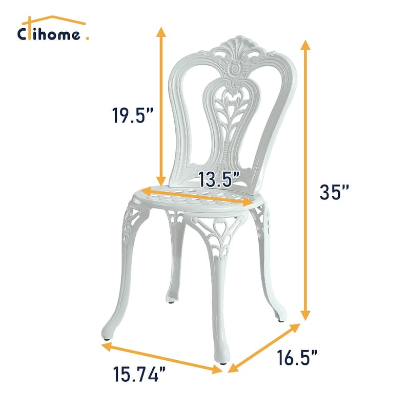 Clihome Outdoor Cast Aluminum Bistro Chair (Set of 2)