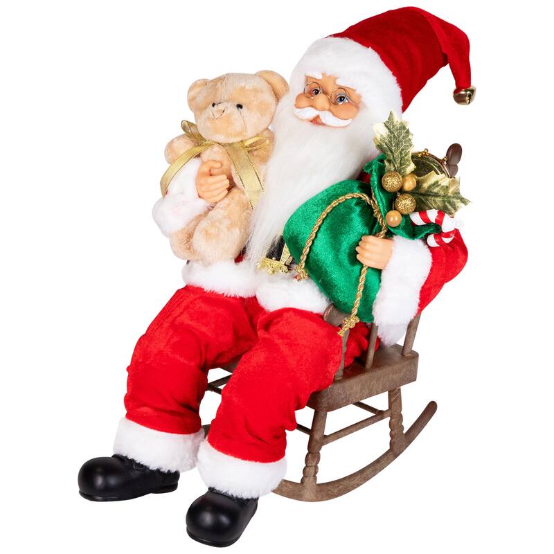 Animated Musical Santa in Rocking Chair Christmas Decoration - 14"