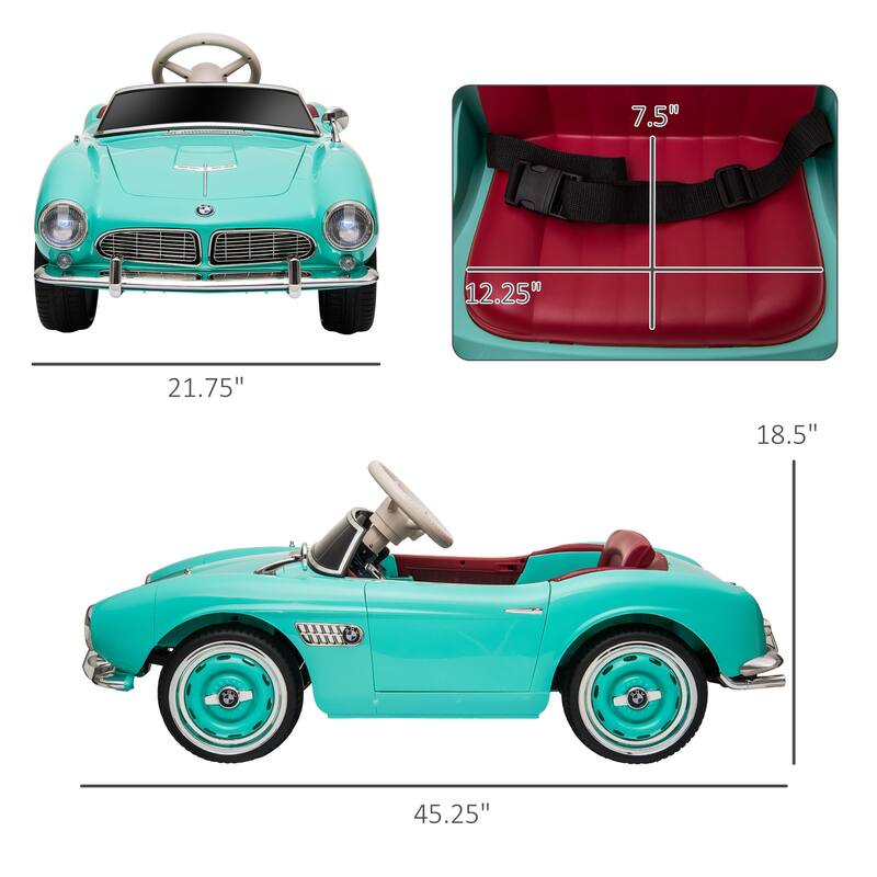 Licensed BMW 507 12V Kids Electric Ride-On Car with Remote Control, Bluetooth, Lights, Horn, and 3 Adjustable Speeds