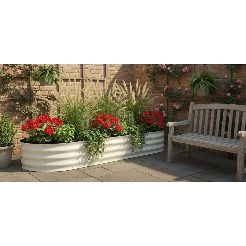 Galvanized Raised Garden Bed Outdoor, Rust-Resistant - Beige - 10*4*1.5 Ft