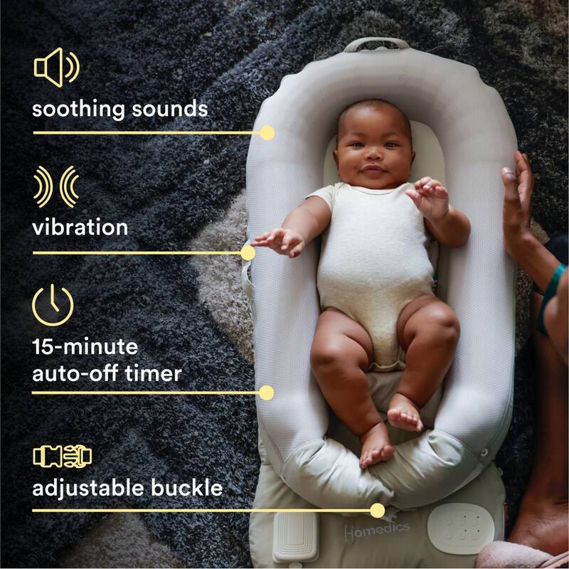 Homedics 3‑in‑1 Calming Cushion Lounger with Vibration & Soothing Sounds - Grey (MYB‑L100‑GY)
