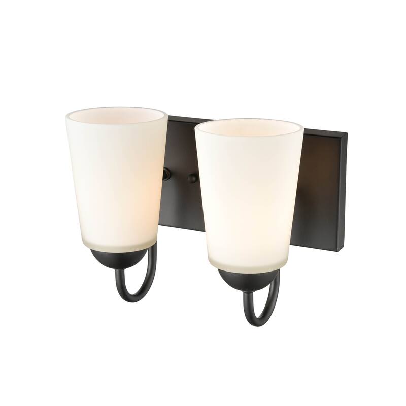 Millennium Lighting Ivey Lake 2 Light Bathroom Vanity Fixture in Multiple Finishes with Frosted Glass Shades