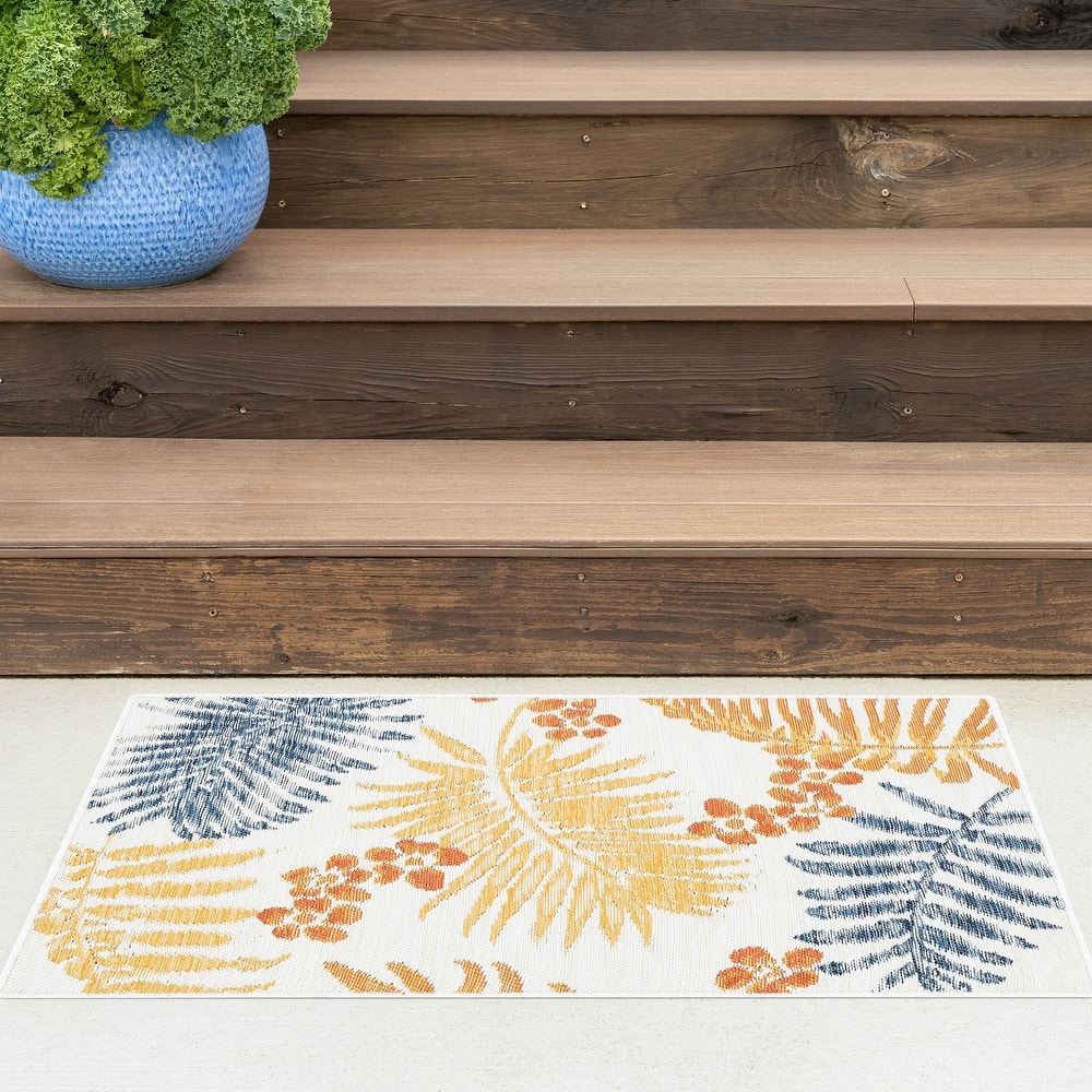 Alfresco Nautical & Coastal Floral & Botanical Reversible Indoor/Outdoor Area Rug