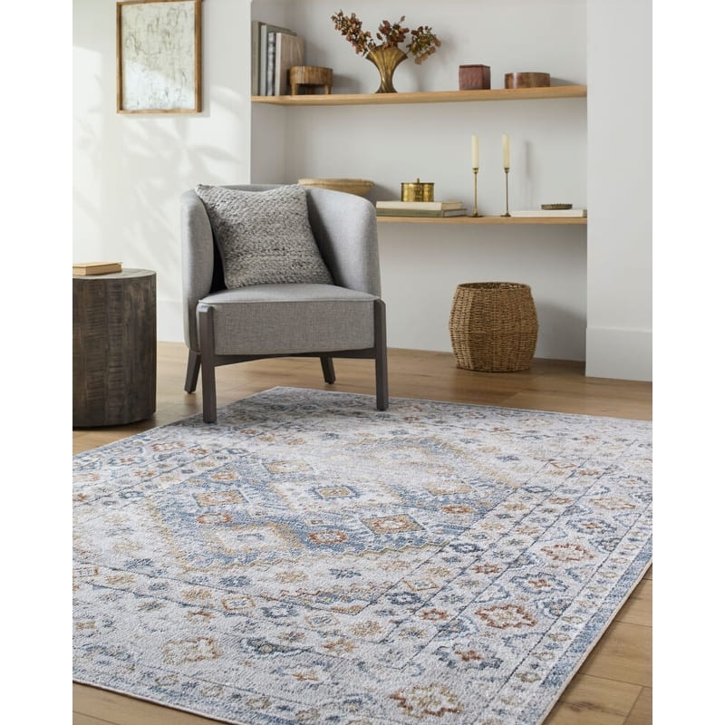 Livabliss Lillian Traditional Washable Area Rug - 2'2" x 3'9" - Blue/Ivory