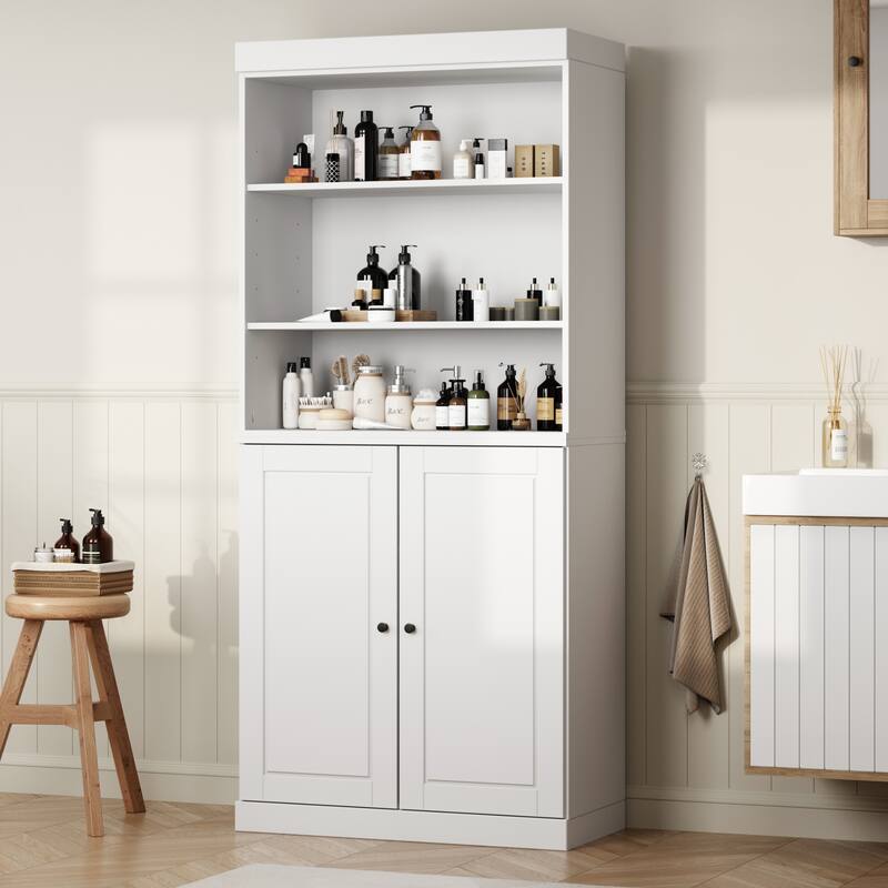 100% Solid Wood 32" Bathroom Cabinet with Optional Doors by Palace Imports - White - 2 Doors Solid