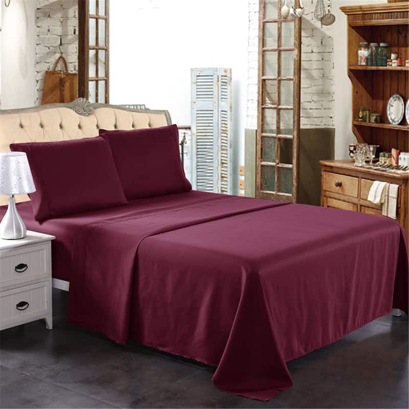 Luxury Deep Pocket 4-piece Bed Sheet Set - Queen - Burgundy