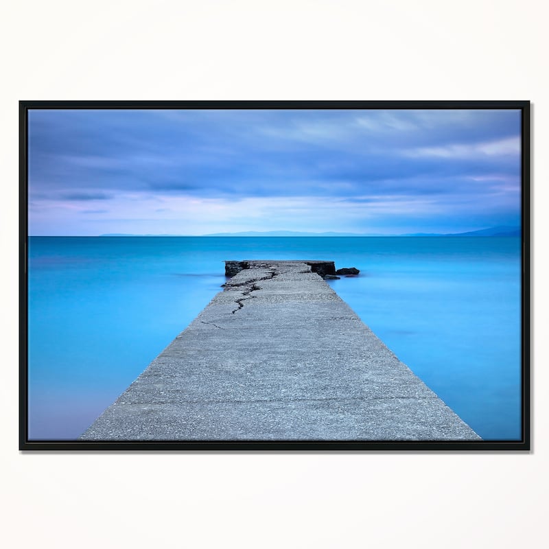 Designart "Broken Concrete Jetty" Seascape Framed Canvas Art Print