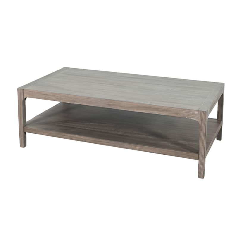 Fela Coffee Table, 52 Inch Rectangular Top, Natural Brown Solid Wood