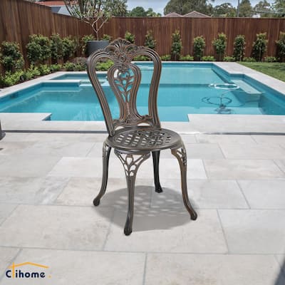 Clihome Outdoor Cast Aluminum Bistro Chair (Set of 2)