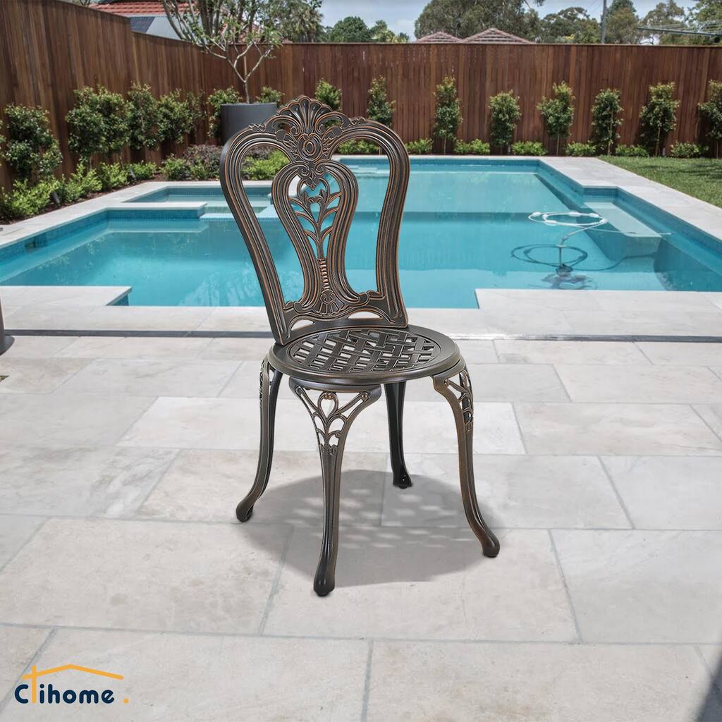 Clihome Outdoor Cast Aluminum Bistro Chair (Set of 2)