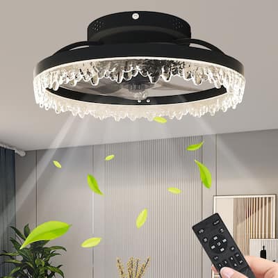 16" Smart Silent Elegant Black Ceiling Fan with Light
