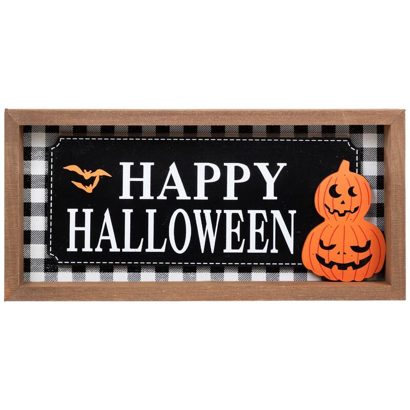 Happy Halloween Wooden Shadow Box Tabletop Sign - Set of 2