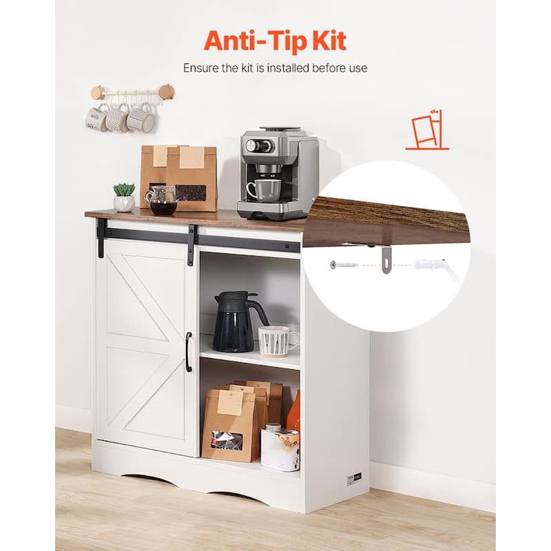 3-Tier Particleboard Coffee Bar Table with 3 Adjustable Shelves and Magnetic Door for Kitchen - 31.5 x 13.8 x 31.5 in
