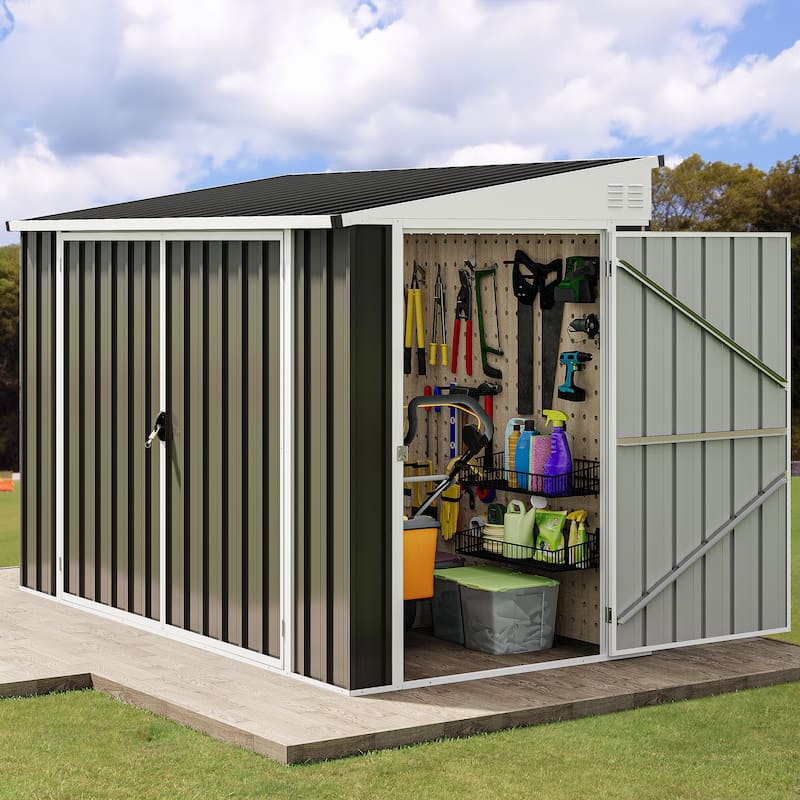 8 ft. W x 4 ft. D Storage Shed - Grey