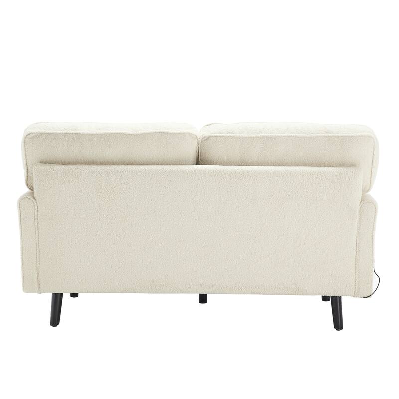 Loveseat Sofa,Mid Century Modern Love Seat, 2 Seater Sofa Couches For Living Room,Small Couch With Usb & Removable Pillow Cover
