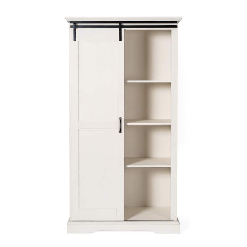 Farmhouse Storage Cabinet with Adjustable Shelves and Sliding Barn Door - 16.75"D x 36.25"W x 68"H