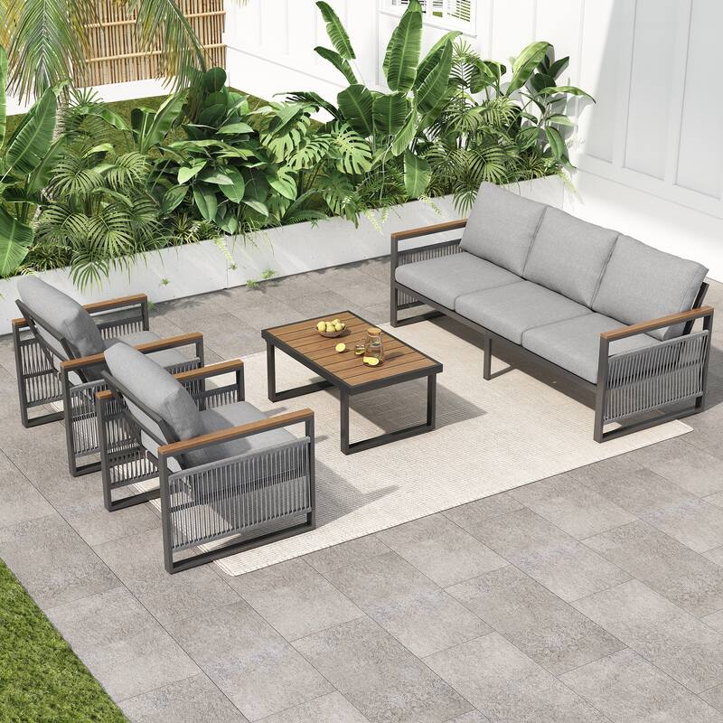 4-Pieces Outdoor Metal Patio Furniture Set