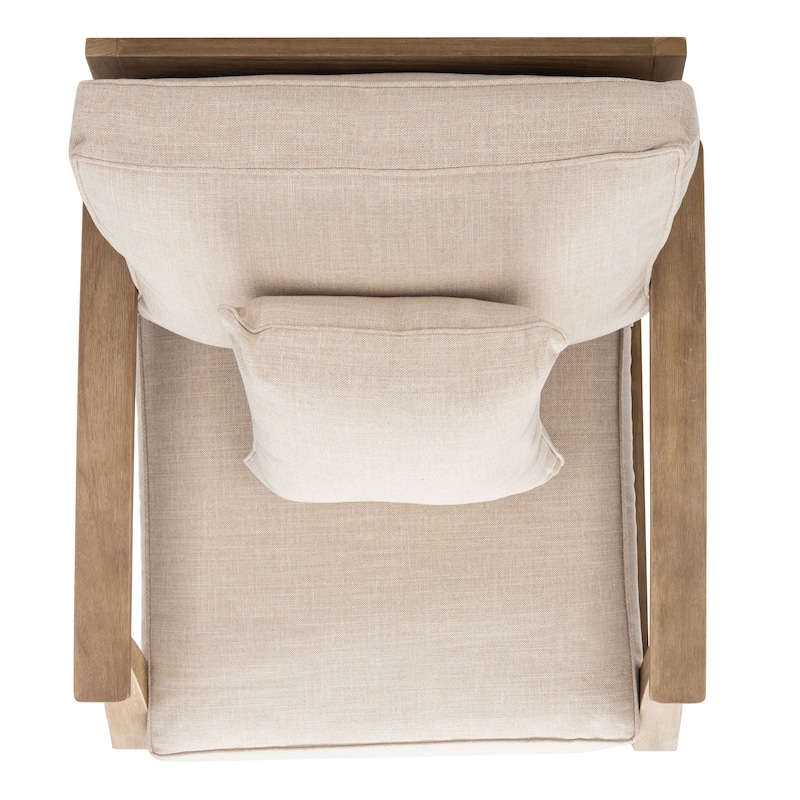 SAFAVIEH Couture Freida Wood Patio Arm Chair - 31.4" W x 35.6" L x 32.6" H - 31"W x 36"D x 33"H