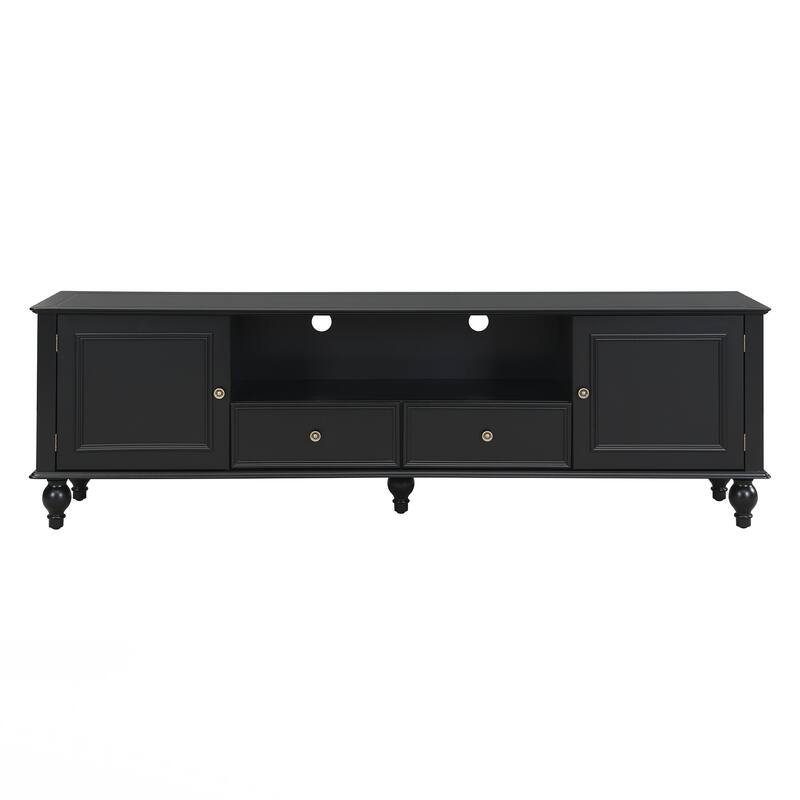 Modern TV Stand for TVs up to 80 Inches, Entertainment Center with Open Compartment, TV Storage Cabinet with 2 Drawers