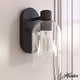 preview thumbnail 1 of 18, Hunter Lochemeade 1 Light Wall Sconce, Damp Rated - Bathroom, Hallway, Bedroom - Modern Farmhouse, Contemporary, Industrial Noble Bronze-Clear Seeded Glass