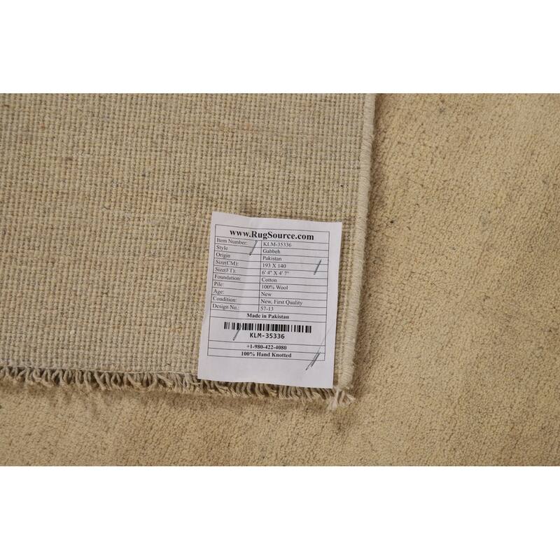 Modern Solid Gabbeh Oriental Rug Handmade Wool Carpet - 4'7"x 6'4"
