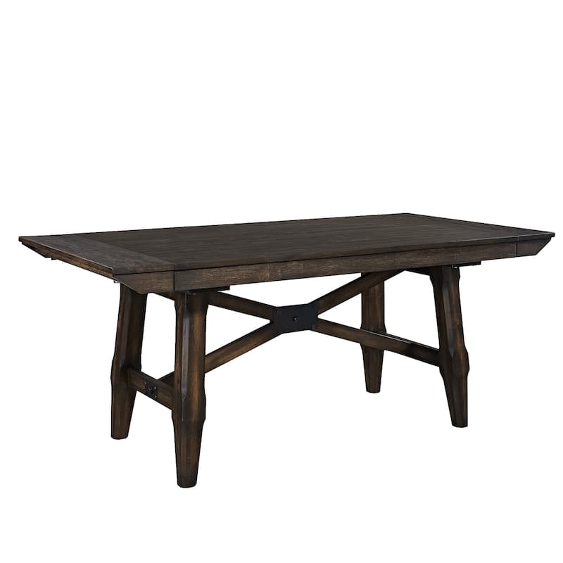 Double Bridge Dark Chestnut Opt 7 Piece Trestle Table Set