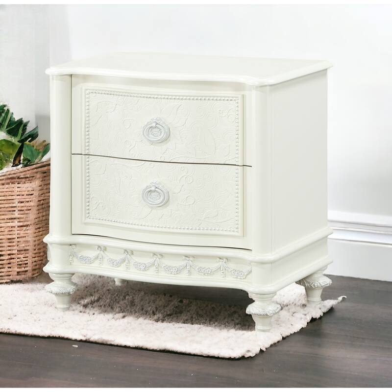 Dorothy Ivory Wood Finish Nightstand With 2 Drawers