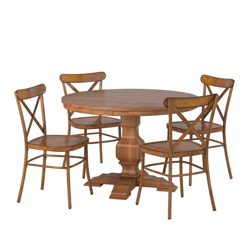 Eleanor 5-Piece Dining Set with Metal X-Cross Back Chairs by iNSPIRE Q Classic