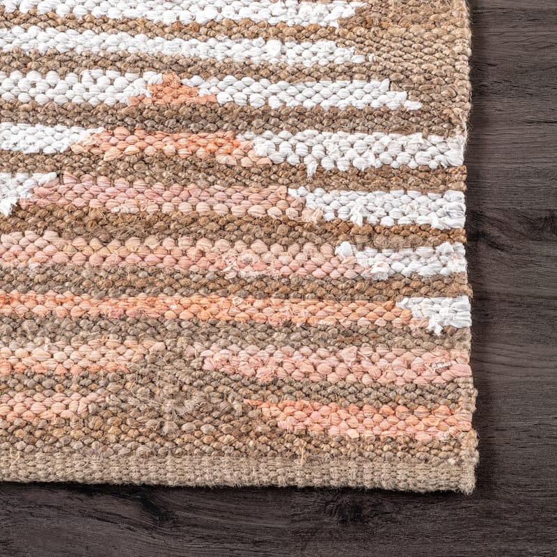 Nuloom Hand Braided Marla Denim And Jute Diamonds Area Rug