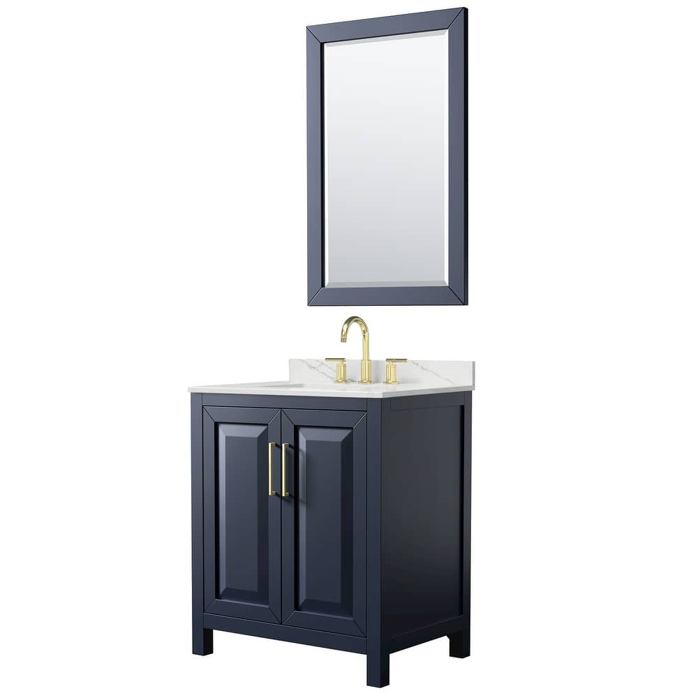 Daria 30-inch Single Vanity, 3 Hole Quartz Top, 24-inch Mirror