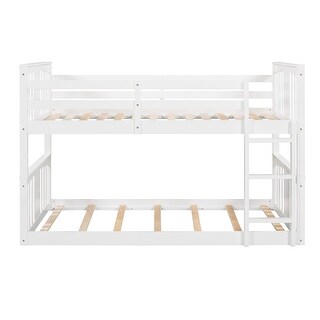 Twin Bunk Bed with Ladder, Compact Solid Wood Frame