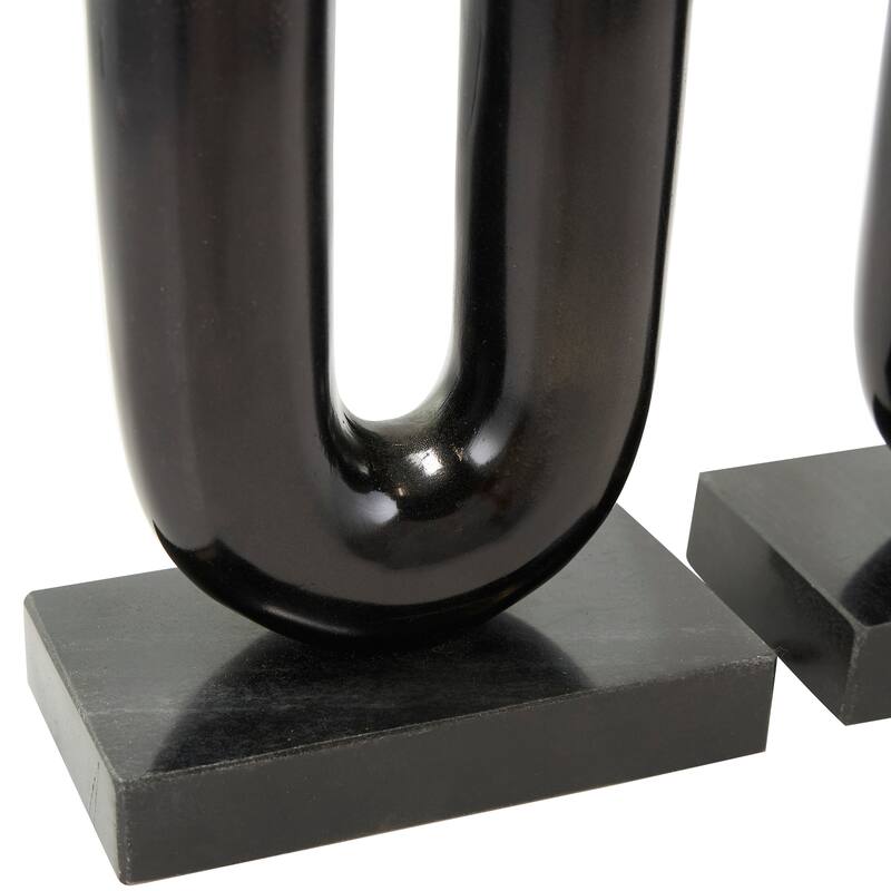 Gold or Black Aluminum U-Shaped Geometric Candle Holder with Marble Bases (Set of 2)