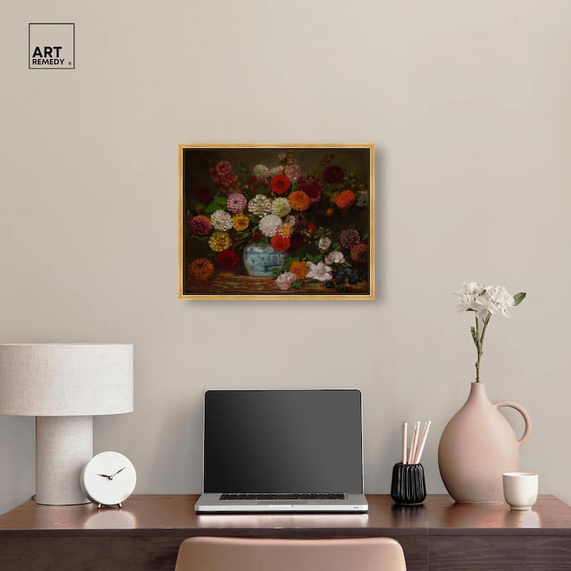 Still Life with Dahlias Canvas by Art Remedy