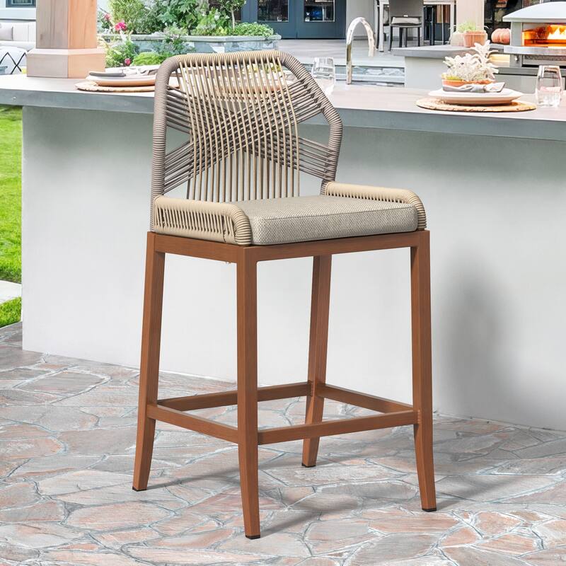 Modern Aluminum Counter Height Bar Stools, Upholstered Counter Stools with Back - 27.5"H