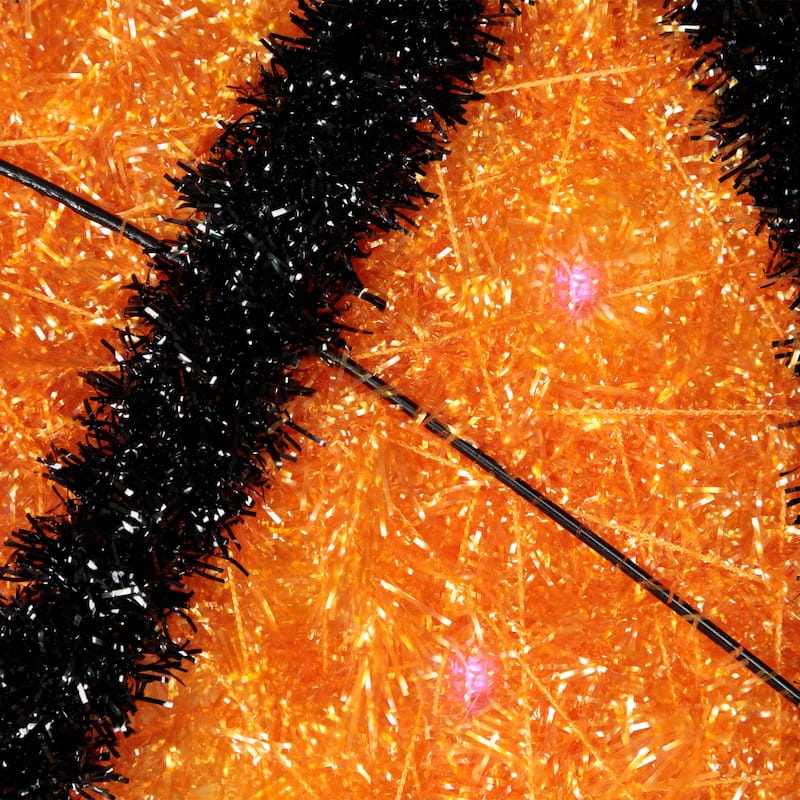 Lighted Bat Halloween Decoration - 25" - Black and Orange - Purple LED Lights