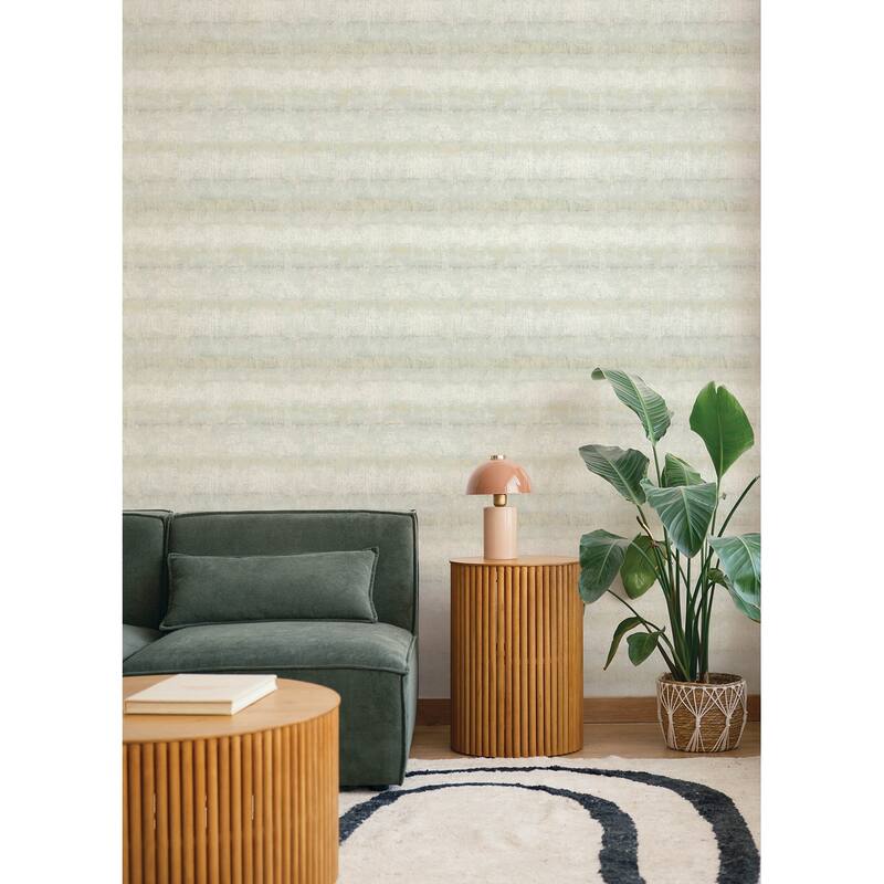 A-Street Prints Morningtide Seafoam Textured Stripe Wallpaper