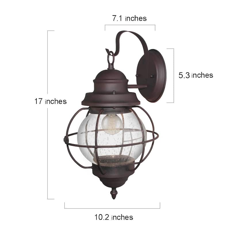 Kustatan Wall Sconce 1-light Outdoor Bronze Wall Lamp by Havenside Home - 10.2"W x 17'H