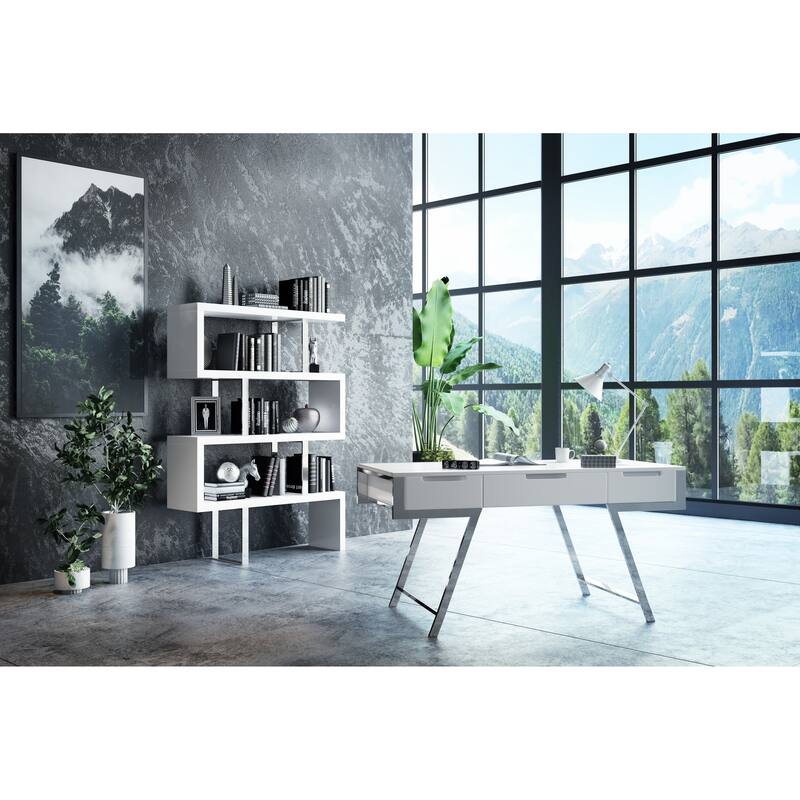 Modrest Maze White High Gloss Bookcase