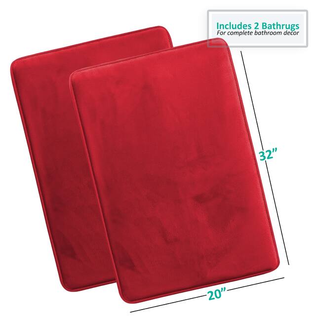 Clara Clark Ultra Soft Plush Bathroom Rug - Non-Slip, Velvet, Memory Foam Bath Mat - Set of 2
