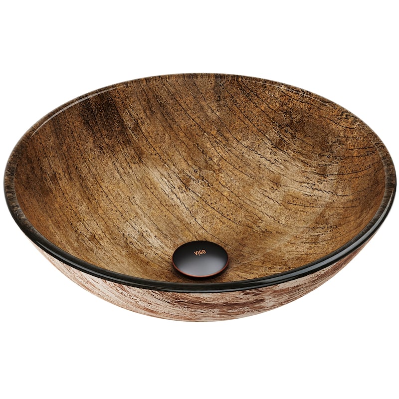 Vigo 16-1/2" Glass Bathroom Vessel Sink - Amber Sunset