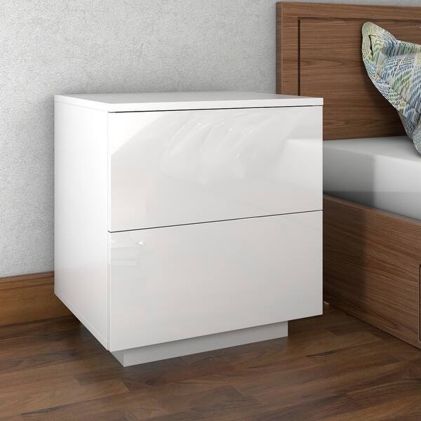 Shop Led Double Side Cabinet Bedside Table White Overstock 32205524