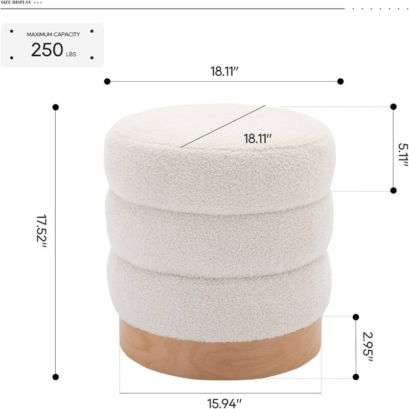 Modern Velvet Tufted Ottoman Footstool with Wood Base
