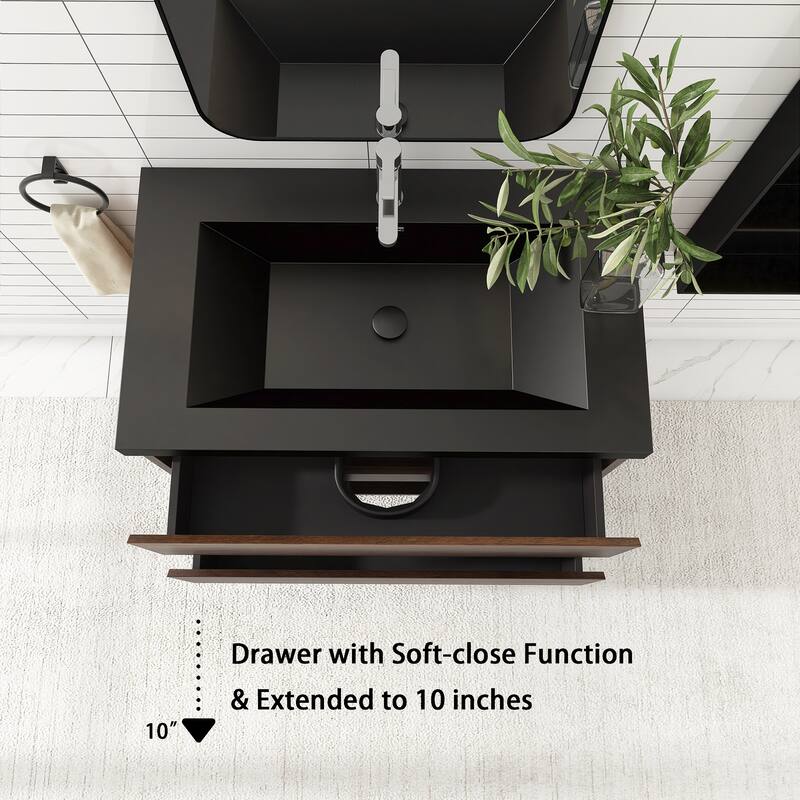 Floating Bathroom Vanity with Quartz Sand Top