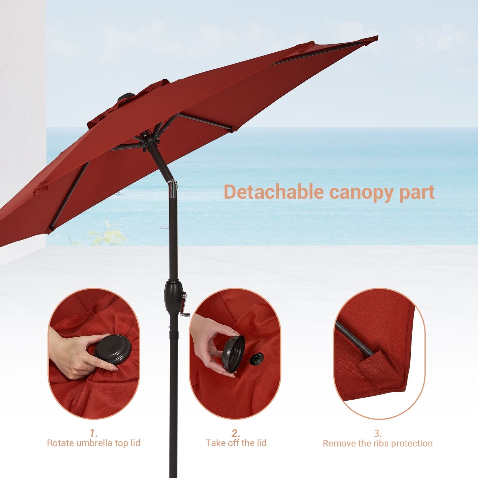 black and white patio umbrella with base Amazon.com : Sunnyglade 9' Solar 24 LED Lighted Umbrella with 8 Ribs  Adjustment and Crank Lift System for Patio