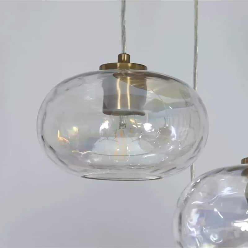 Modern 5-Light 52.4" W Iridescent Glass Chandelier Linear Kitchen Island Pendant for Dining Room - W52.4" x H66" Max