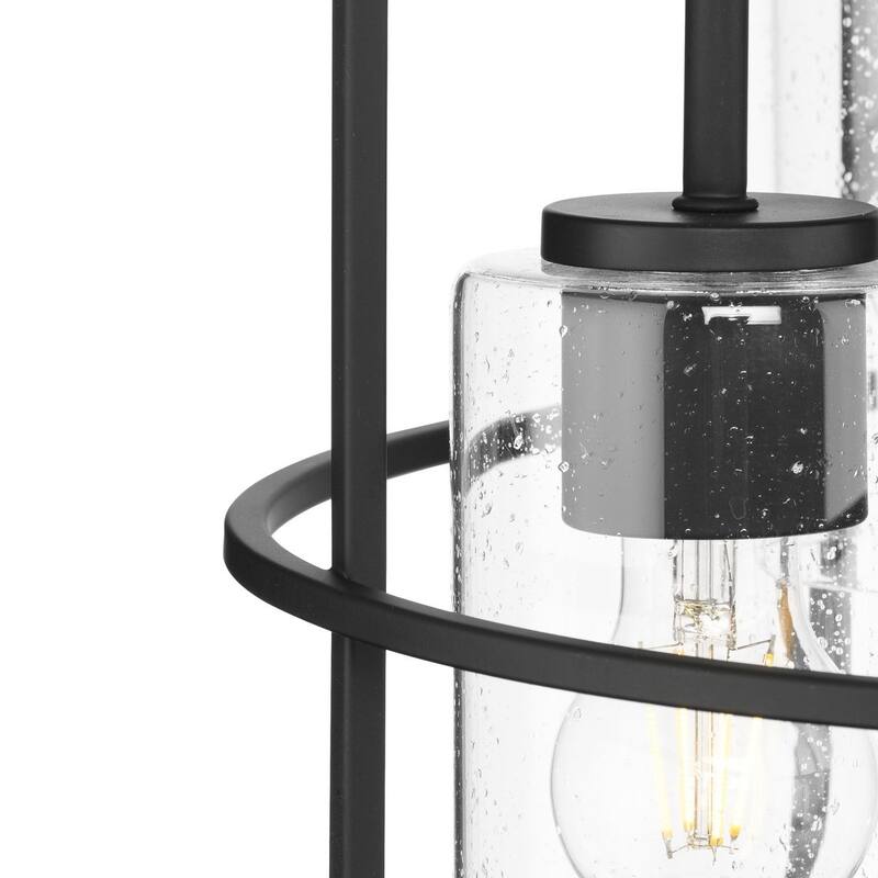 Burgess Collection Five-Light Matte Black Modern Farmhouse Hall & Foyer Light - 15.5 in x 15.5 in x 23.62 in