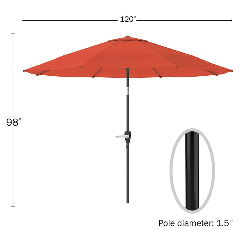 Pure Garden 10ft Aluminum Patio Umbrella with Auto Tilt and Easy Crank