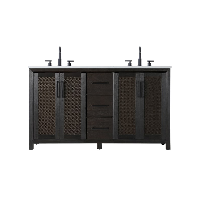 Elegant Lighting VF29560D Alina 60" Free Standing Double Basin Vanity - Chocolate Oak - Oak Finish